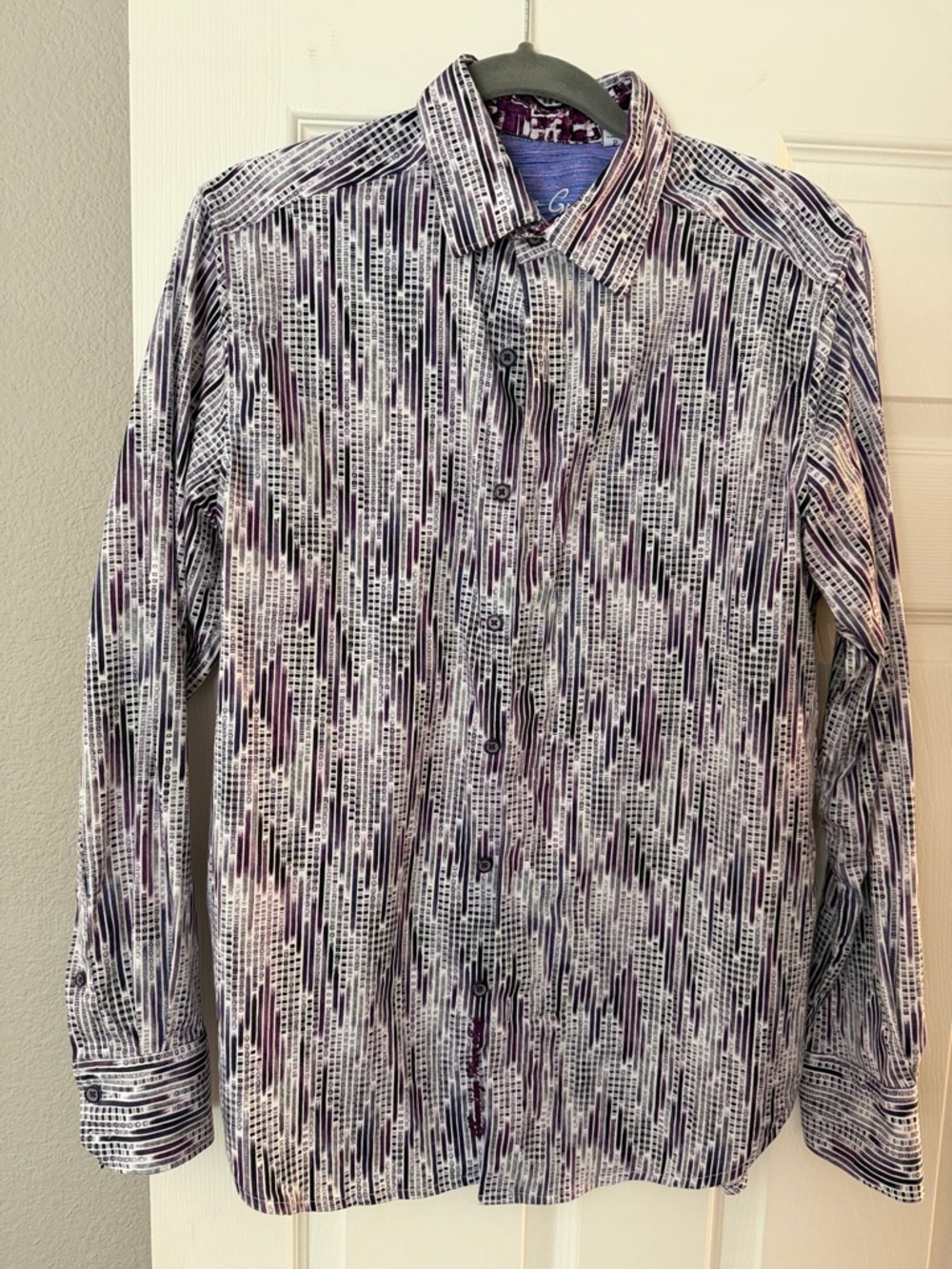 Robert Graham Multicolor Striped Shirt with Purple Accents